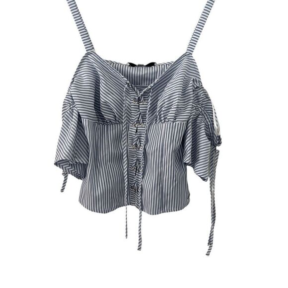 GUESS white&blue stripe top NWT - Picture 1 of 6